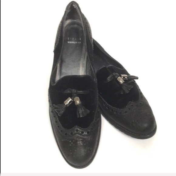 Stuart Weitzman Leather Suede Tasseled Loafers Size 9.5 - Picture 1 of 8